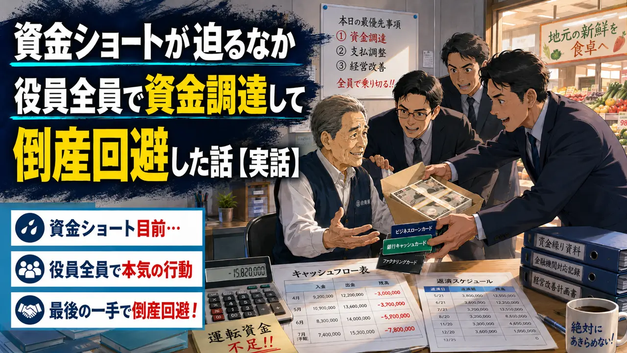 資金ショートが迫るなか役員全員で資金調達して倒産回避した話【実話】