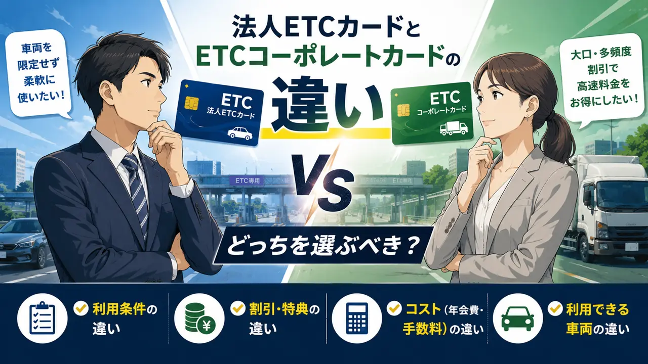 法人ETCカードとETCコーポレートカードの違い｜どっちを選ぶべき？