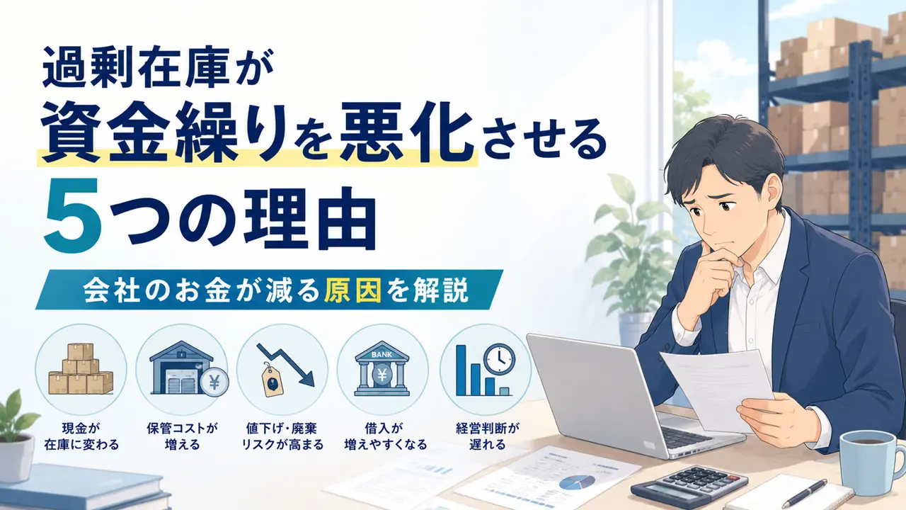 過剰在庫が資金繰りを悪化させる5つの理由｜会社のお金が減る原因を解説